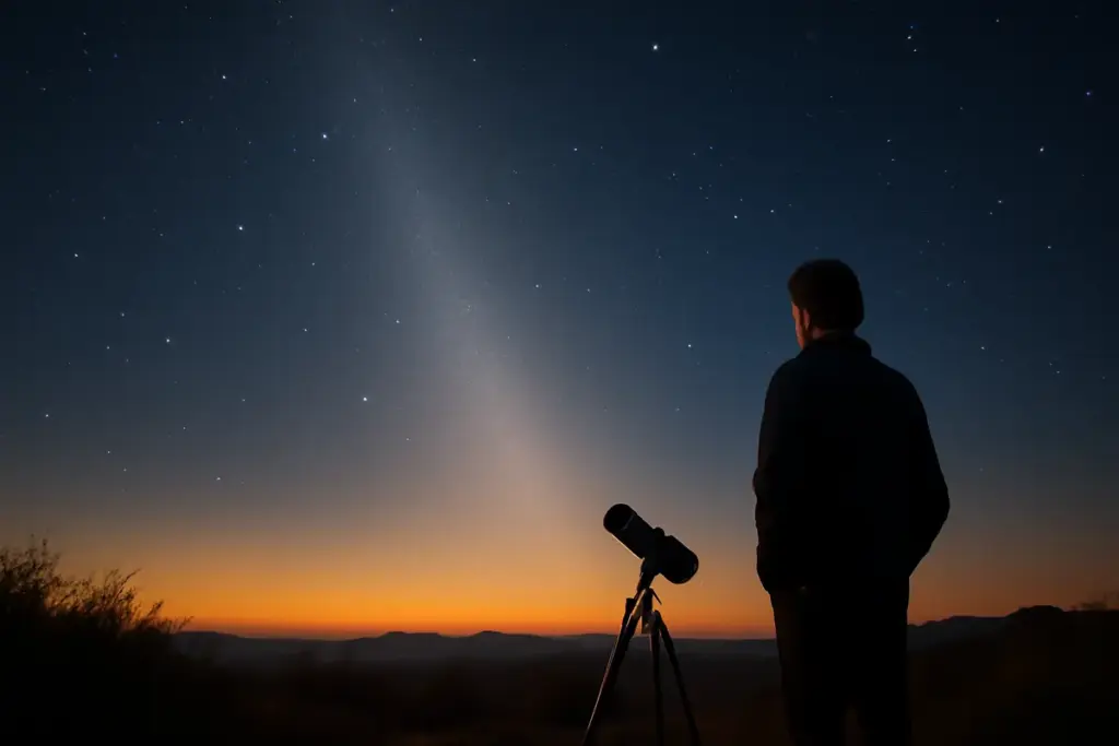 Luce zodiacale: cos’è e quando si vede nel cielo serale Il dettaglio che molti confondono con l’inquinamento luminoso